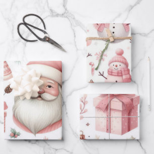 Beautiful Pastel Pink Christmas Designs Wrapping Paper Sheets