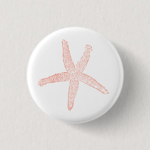 Beautiful Pastel Pink Starfish Illustration Button