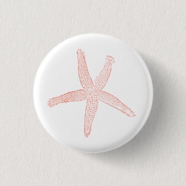 Beautiful Pastel Pink Starfish Illustration Button (Front)