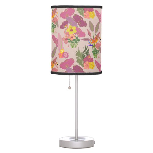 Beautiful Pastel Pink Tropical theme and Flamingo Table Lamp