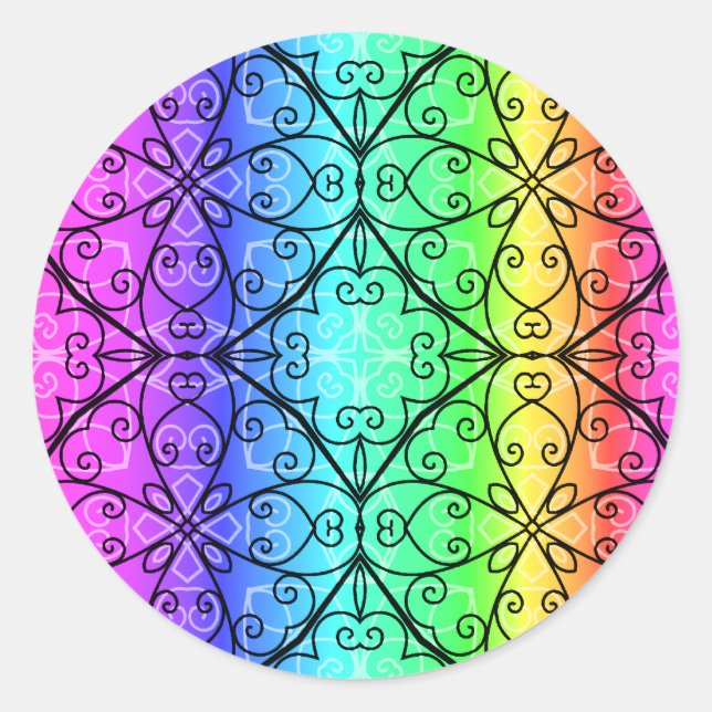 Beautiful pastel rainbow classic round sticker (Front)