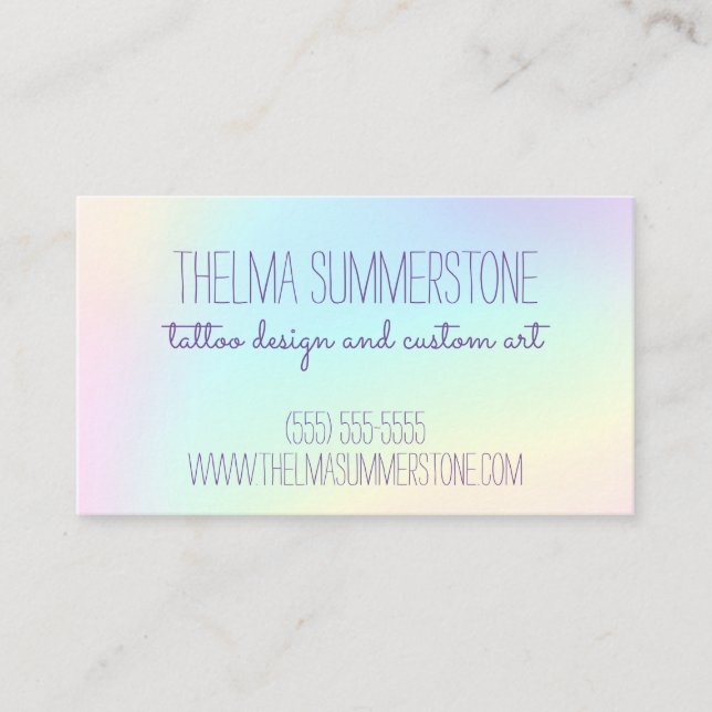 Beautiful Pastel Rainbow Ombre Business Card (Front)