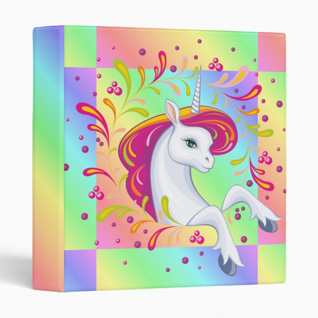 Beautiful Pastel Unicorn 3 Ring Binder (Front/Spine)