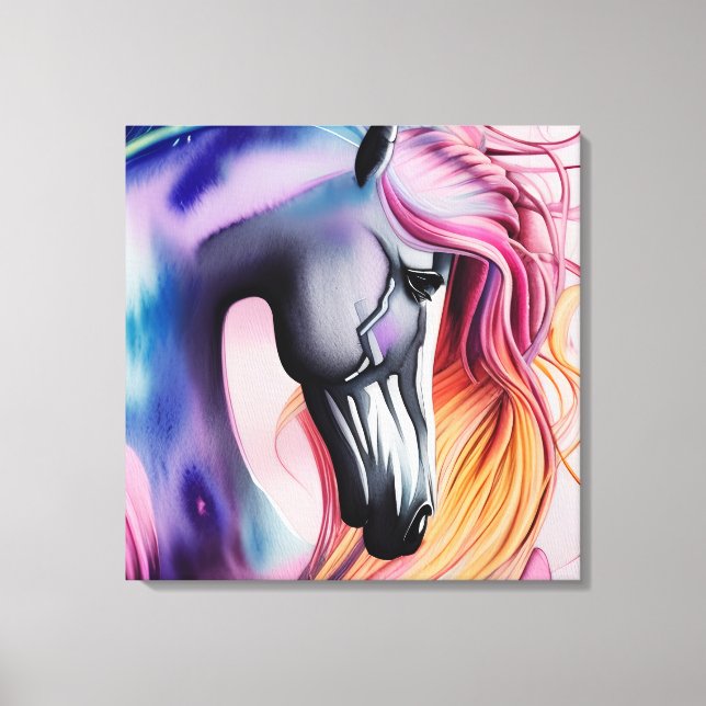 Beautiful Pastel Unicorn Horse Triptych Canvas Print (Front)