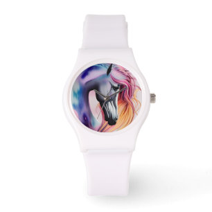 Beautiful Pastel Unicorn Horse Triptych Watch