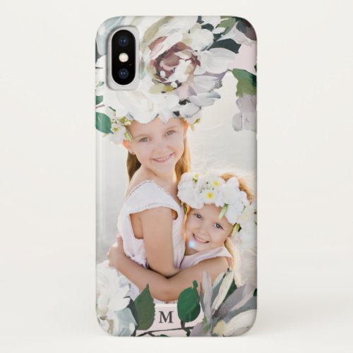 Beautiful Pastel Watercolor Floral with Photo iPhone X Case