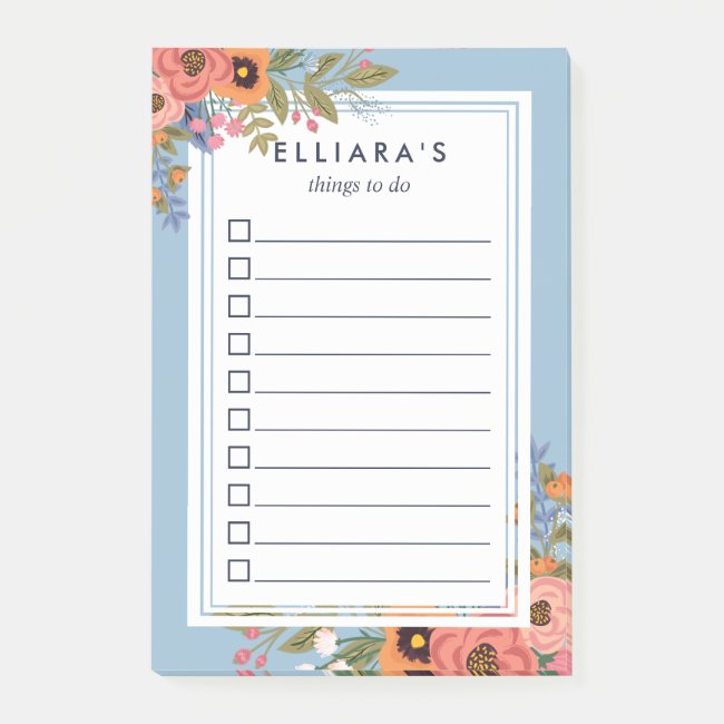 Beautiful Pastels Boho Bouquet To Do List Post-it Notes