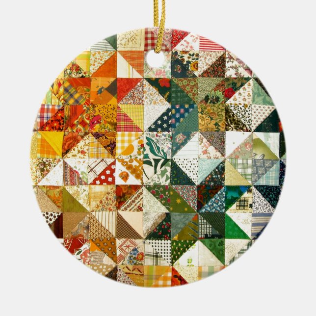 Beautiful Patchwork Ceramic Ornament (Front)