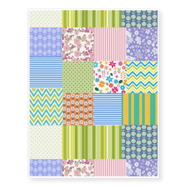 Beautiful Patchwork design Temporary Tattoos (Front)