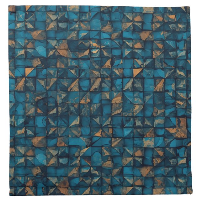 Beautiful Patchwork "Look" in Dark Teal Cloth Napkin (Front)