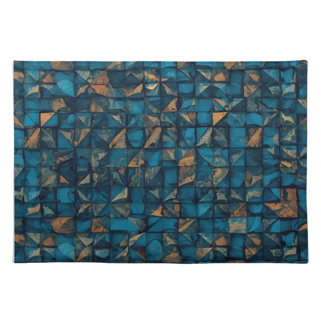 Beautiful Patchwork "Look" in Dark Teal Cloth Placemat (Front)