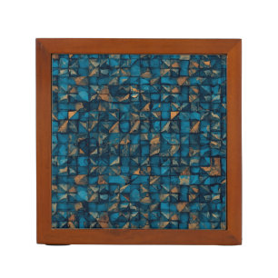 Beautiful Patchwork "Look" in Dark Teal Desk Organizer