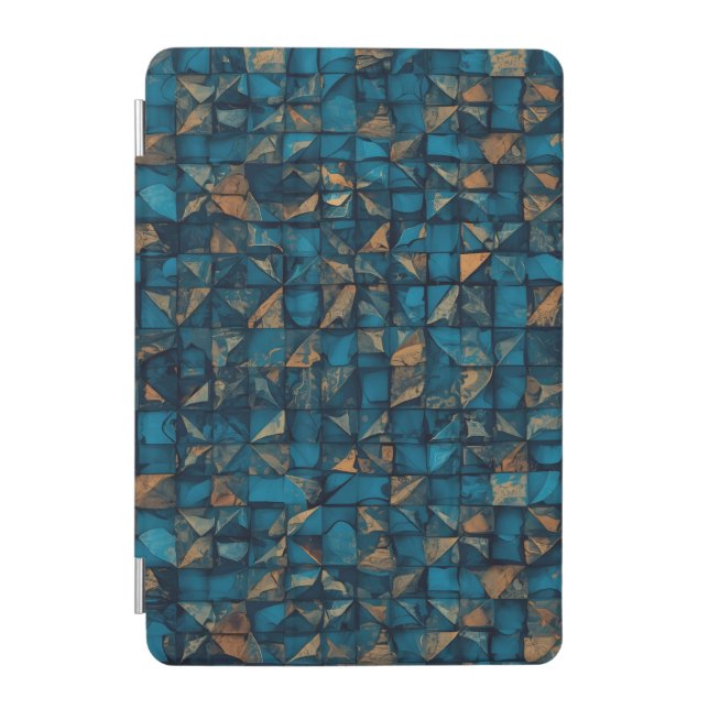 Beautiful Patchwork "Look" in Dark Teal iPad Mini Cover (Front)