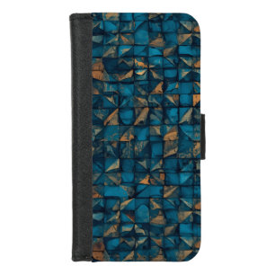 Beautiful Patchwork "Look" in Dark Teal iPhone 8/7 Wallet Case