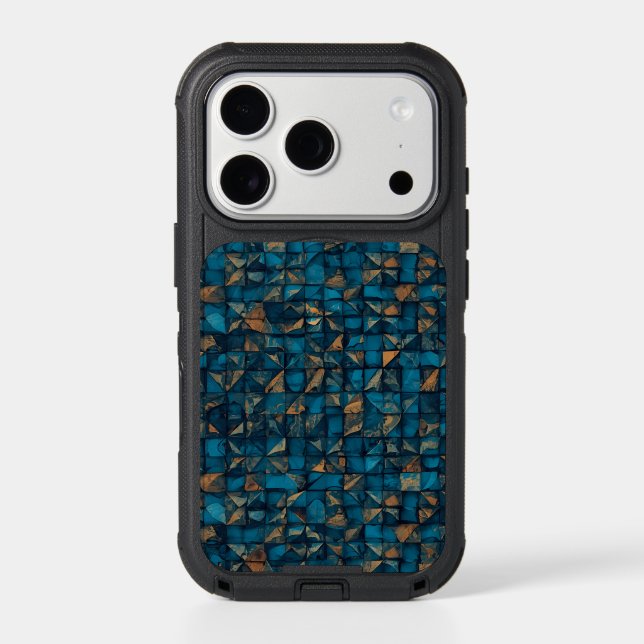 Beautiful Patchwork "Look" in Dark Teal Otterbox iPhone Case (Back)