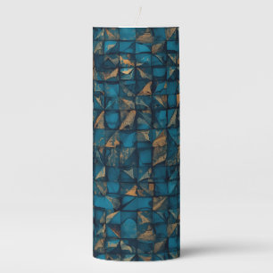 Beautiful Patchwork "Look" in Dark Teal Pillar Candle