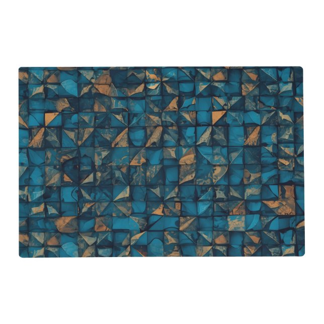 Beautiful Patchwork "Look" in Dark Teal Placemat (Front)