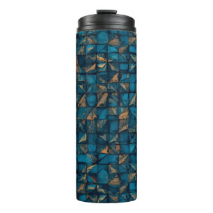 Beautiful Patchwork "Look" in Dark Teal Thermal Tumbler