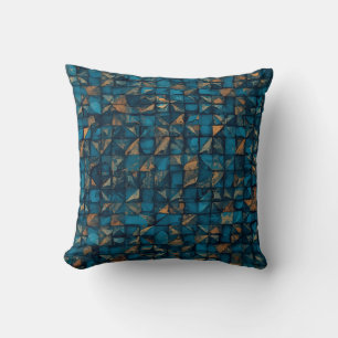 Beautiful Patchwork "Look" in Dark Teal Throw Pillow