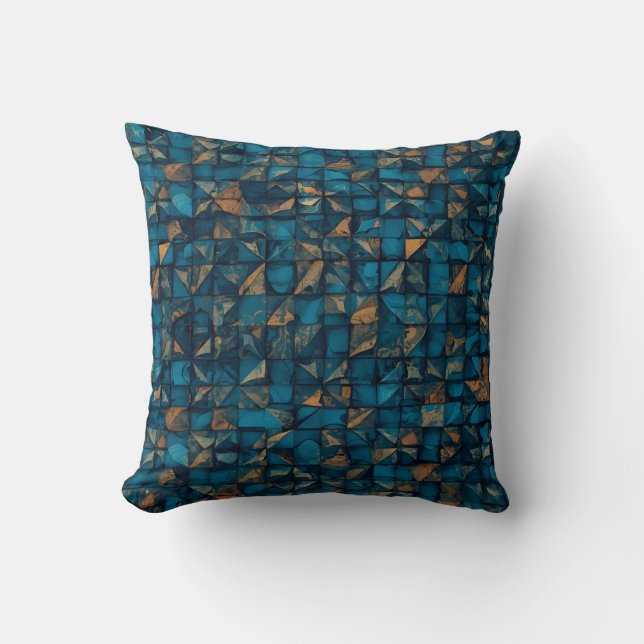 Beautiful Patchwork "Look" in Dark Teal Throw Pillow (Front)