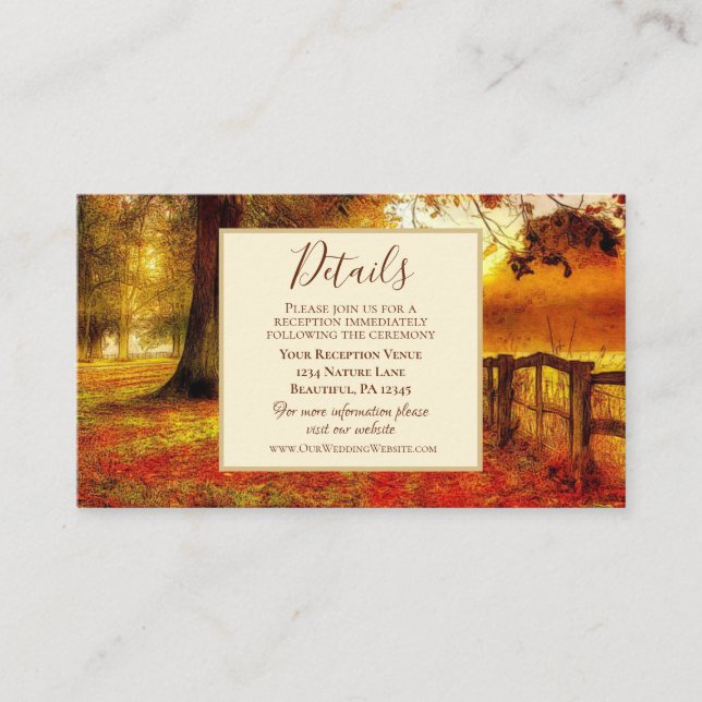 Beautiful Path Autumn Colorful Trees Fall Wedding Enclosure Card (Front)