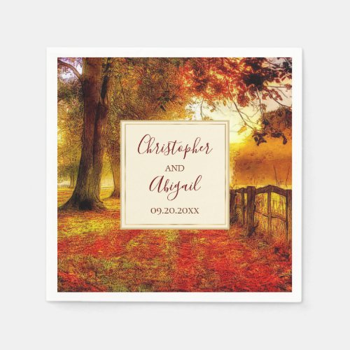 Beautiful Path Autumn Colorful Trees Fall Wedding Napkins