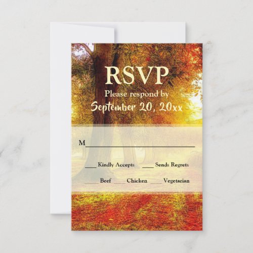 Beautiful Path Autumn Colorful Trees Fall Wedding  RSVP Card