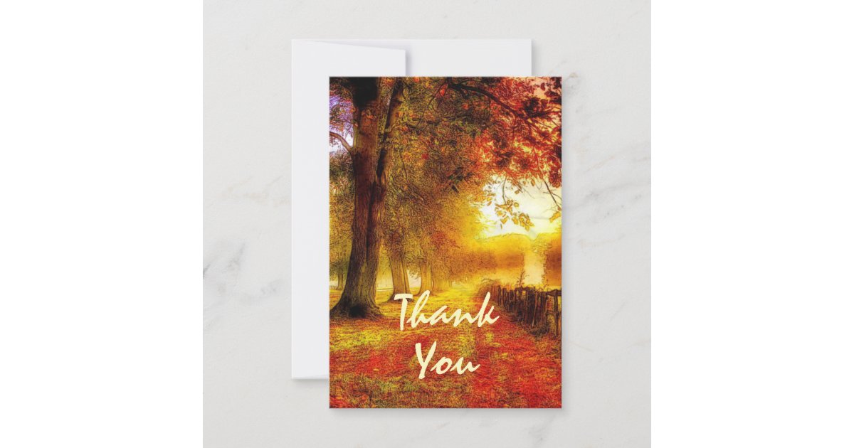 Beautiful Path Autumn Colorful Trees Fall Wedding Thank You Card | Zazzle