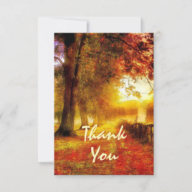 Beautiful Path Autumn Colorful Trees Fall Wedding Thank You Card | Zazzle