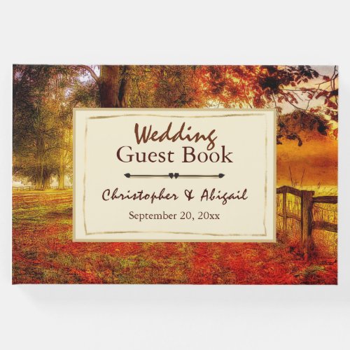 Beautiful Path Autumn Leave Fall Christian Wedding Guest Book