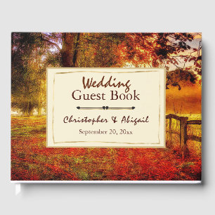 Beautiful Path Autumn Leave Fall Christian Wedding Guest Book