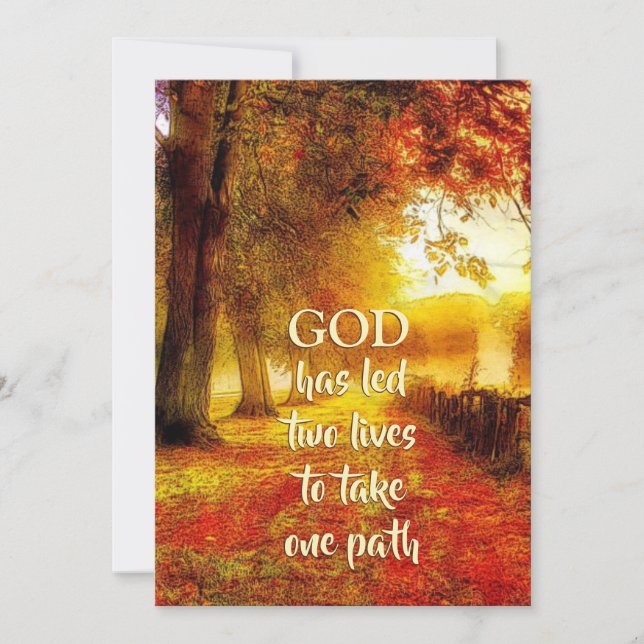 Beautiful Path Autumn Trees Fall Christian Wedding Invitation (Front)