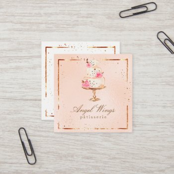 ★ Beautiful  Patisserie  Bakery  Cakes & Sweets Square Business Card by laurapapers at Zazzle
