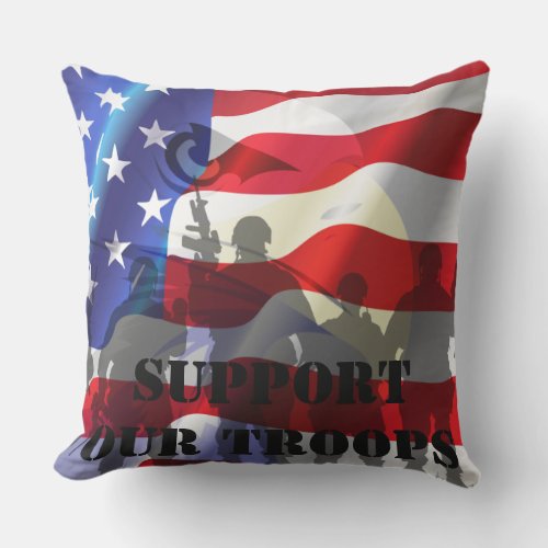 Beautiful Patriotic Flag Support our troops Outdoor Pillow