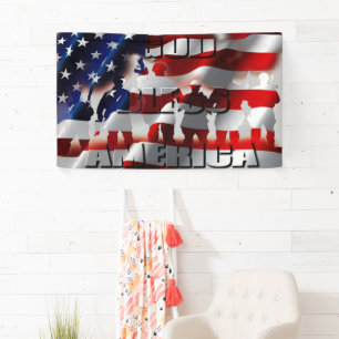 Beautiful Patriotic God Bless America House Flag Banner