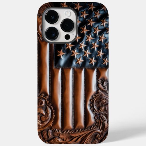 Beautiful Patriotic Western Faux Tooled Leather Case_Mate iPhone 14 Pro Max Case