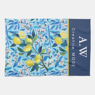 Beautiful Pattern of Vibrant Lemons Personalized Kitchen Towel