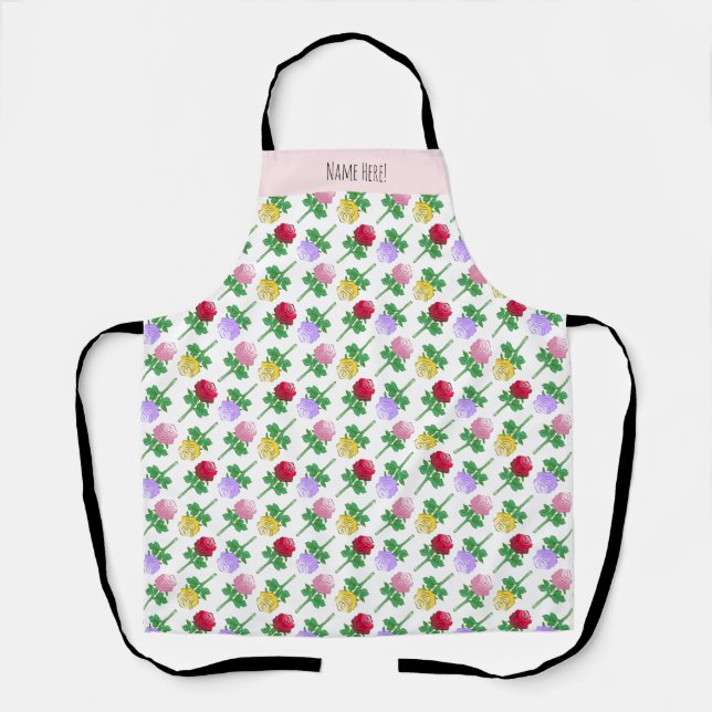 Beautiful Pattern with colorful Roses Apron (Front)