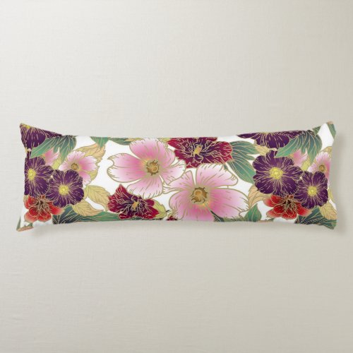 Beautiful Pattern with Floral Element Green Pink Body Pillow