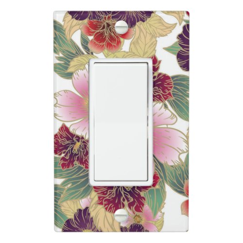 Beautiful Pattern with Floral Element Green Pink Light Switch Cover