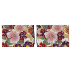 Beautiful Pattern with Floral Element Green Pink Pillow Case