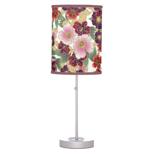 Beautiful Pattern with Floral Element Green Pink Table Lamp