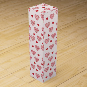 beautiful pattern with red hearts wine box