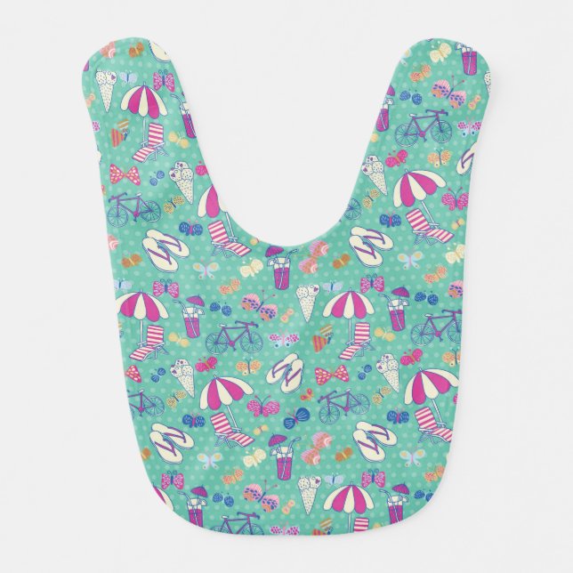 Beautiful Pattern With Summer Elements Baby Bib (Front)