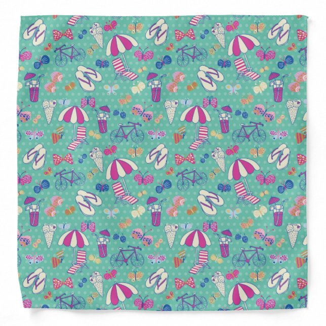 Beautiful Pattern With Summer Elements Bandana (Front)