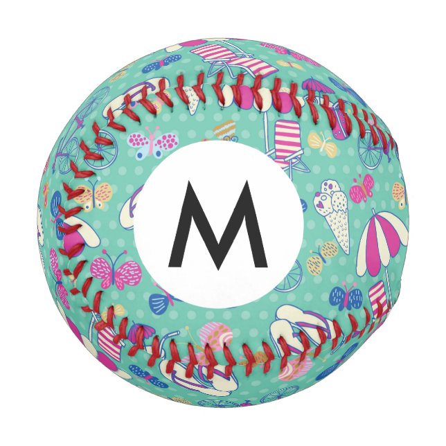 Beautiful Pattern With Summer Elements Baseball (Front Left)