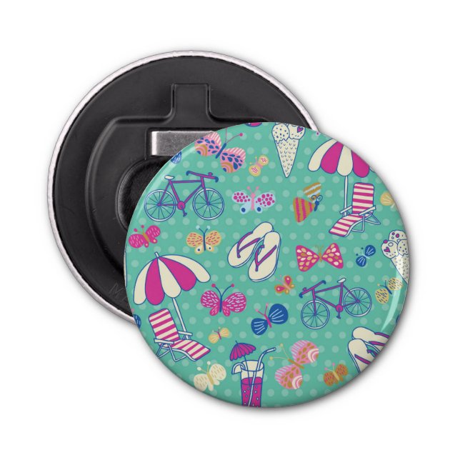 Beautiful Pattern With Summer Elements Bottle Opener (Front)
