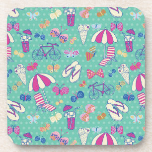 Beautiful Pattern With Summer Elements Coaster
