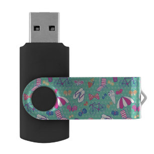 Beautiful Pattern With Summer Elements Flash Drive