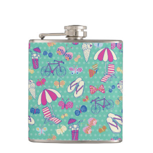 Beautiful Pattern With Summer Elements Flask